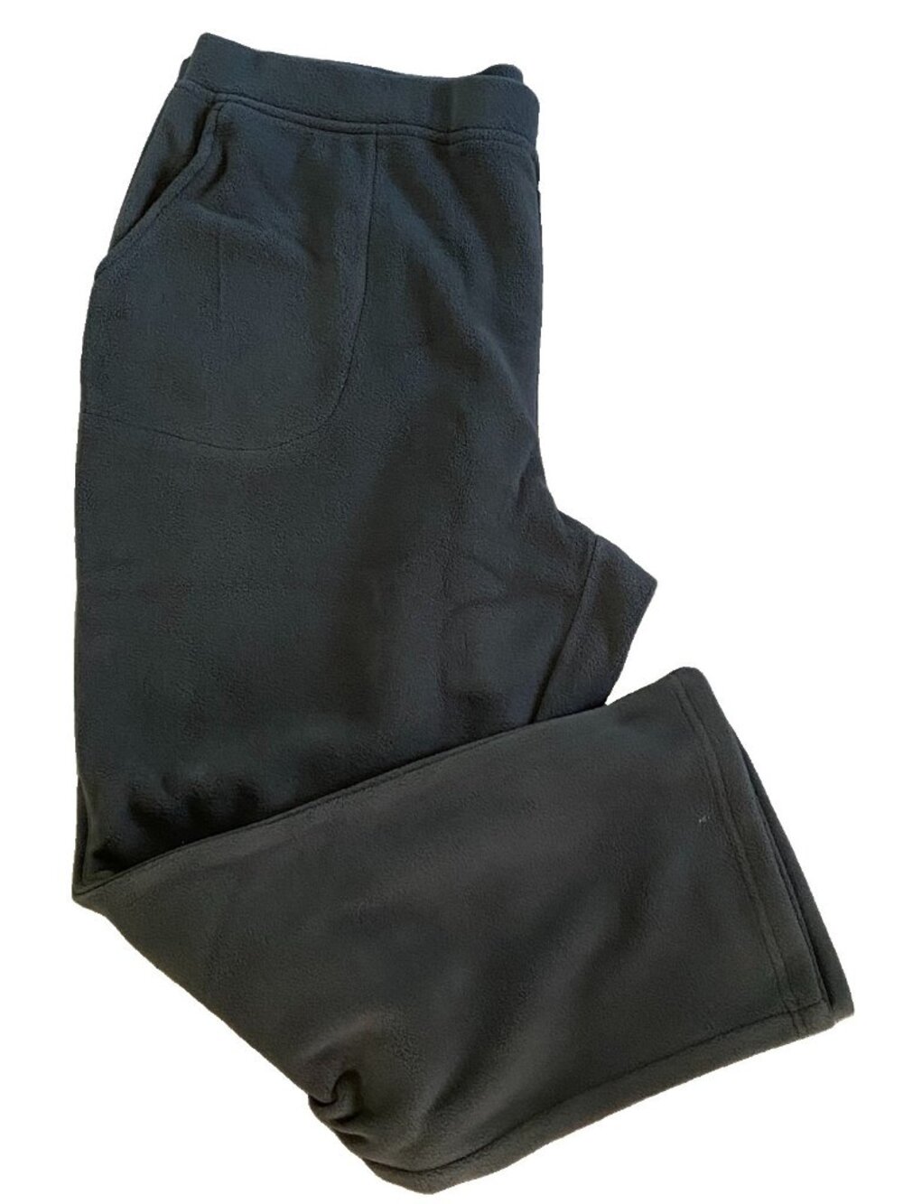 Denim & Co Active 1X P Green Fleece Pull On Lounge Pants Elastic Waist Cozy NEW